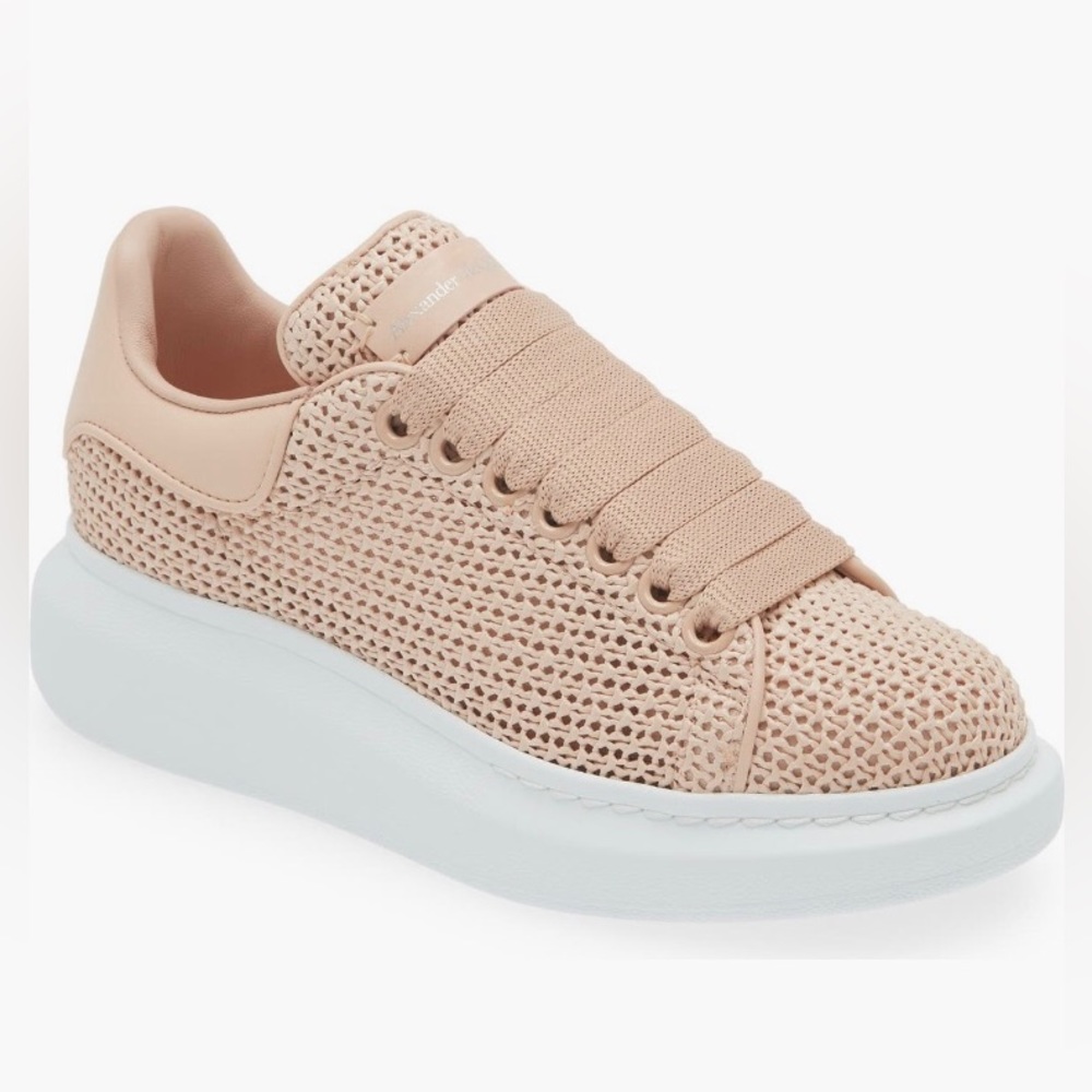 NIB $850 Alexander McQueen Oversize Raffia Sneaker in ROSE GOLD - 11.5US/41.5EU!